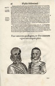 Father and son with Hypertrichosis page 16, Aldrovandi's Monstrorum historia, 1642. BBML